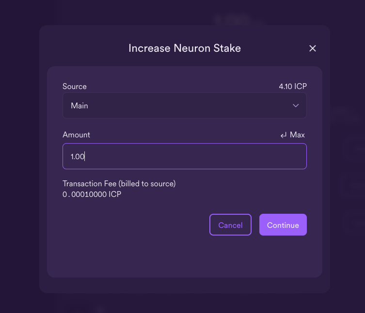 Increase stake